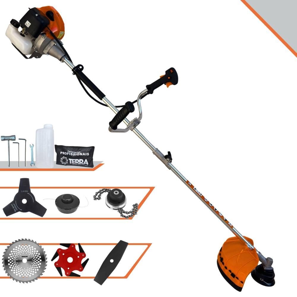 Roçadeira Multifuncional Terra GRHB430 Bi-Partida À Gasolina 2T 43cc 1,7HP Alta Rotação Ideal Para Todos os Tipos de Trabalhos Com 6 Opções de Cortes