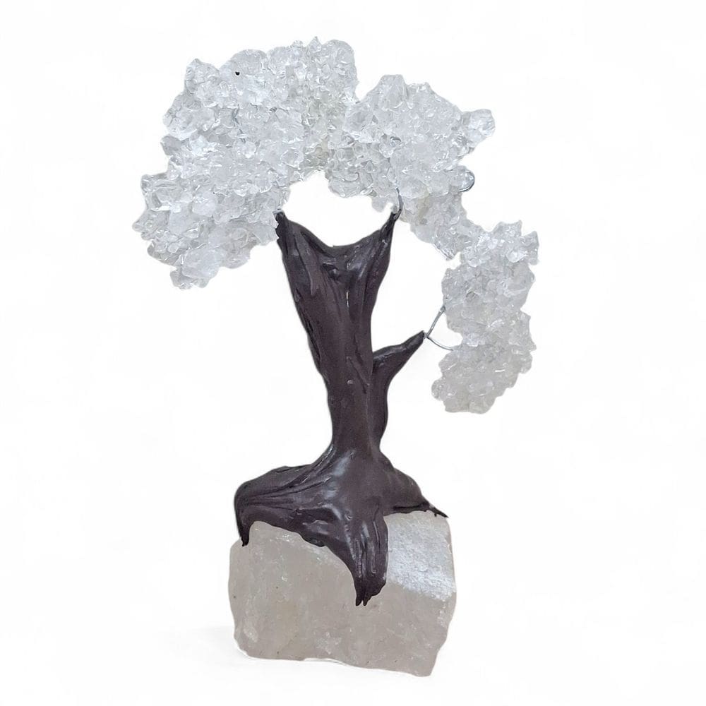 Árvore Pedra Natural Cristal com Base Drusa de Cristal 13 cm