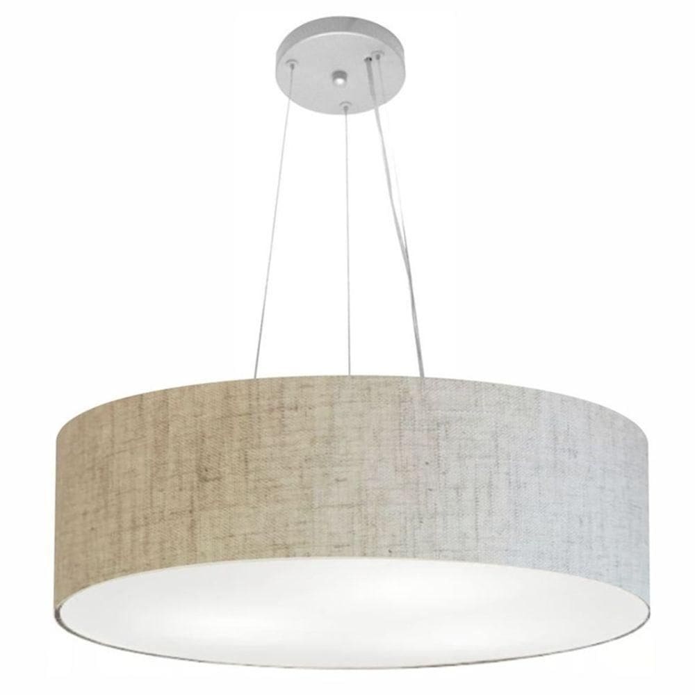 Lustre Luminária Pendente Cupula Em Tecido Md-39803 - Bivolt - Para 3 Lâmpadas E27 - Lustres Vivare Rustico-bege 55x15cm