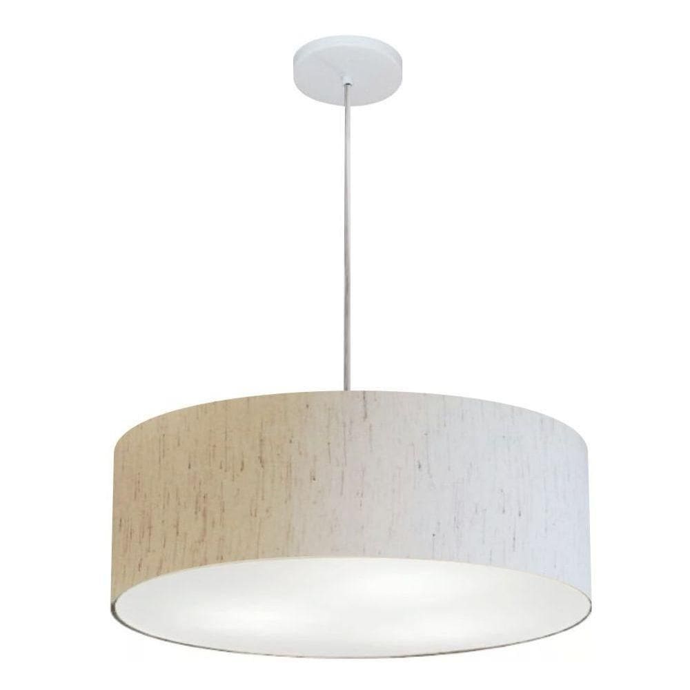 Lustre Pendente Cilíndrico Md-4254 Cúpula Em Tecido 45x15cm Linho Bege - Bivolt