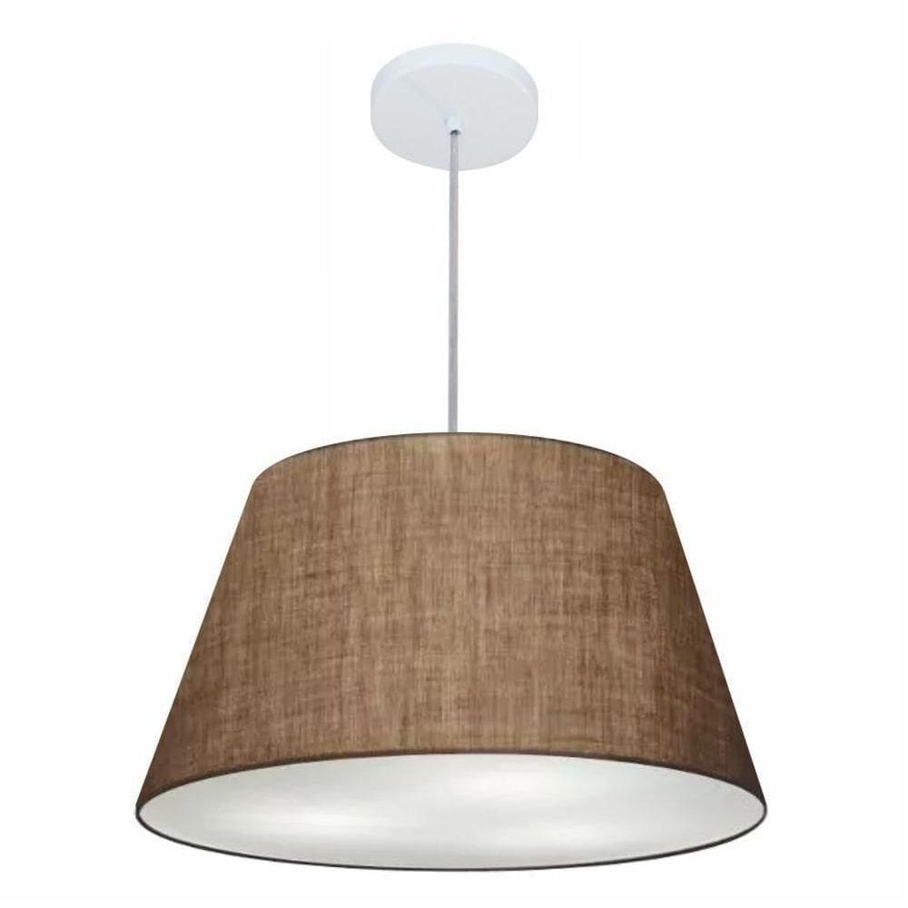 Lustre Pendente Cone Vivare Md-4248 Cúpula Em Tecido 30/50x35cm - Bivolt Café 127/220v