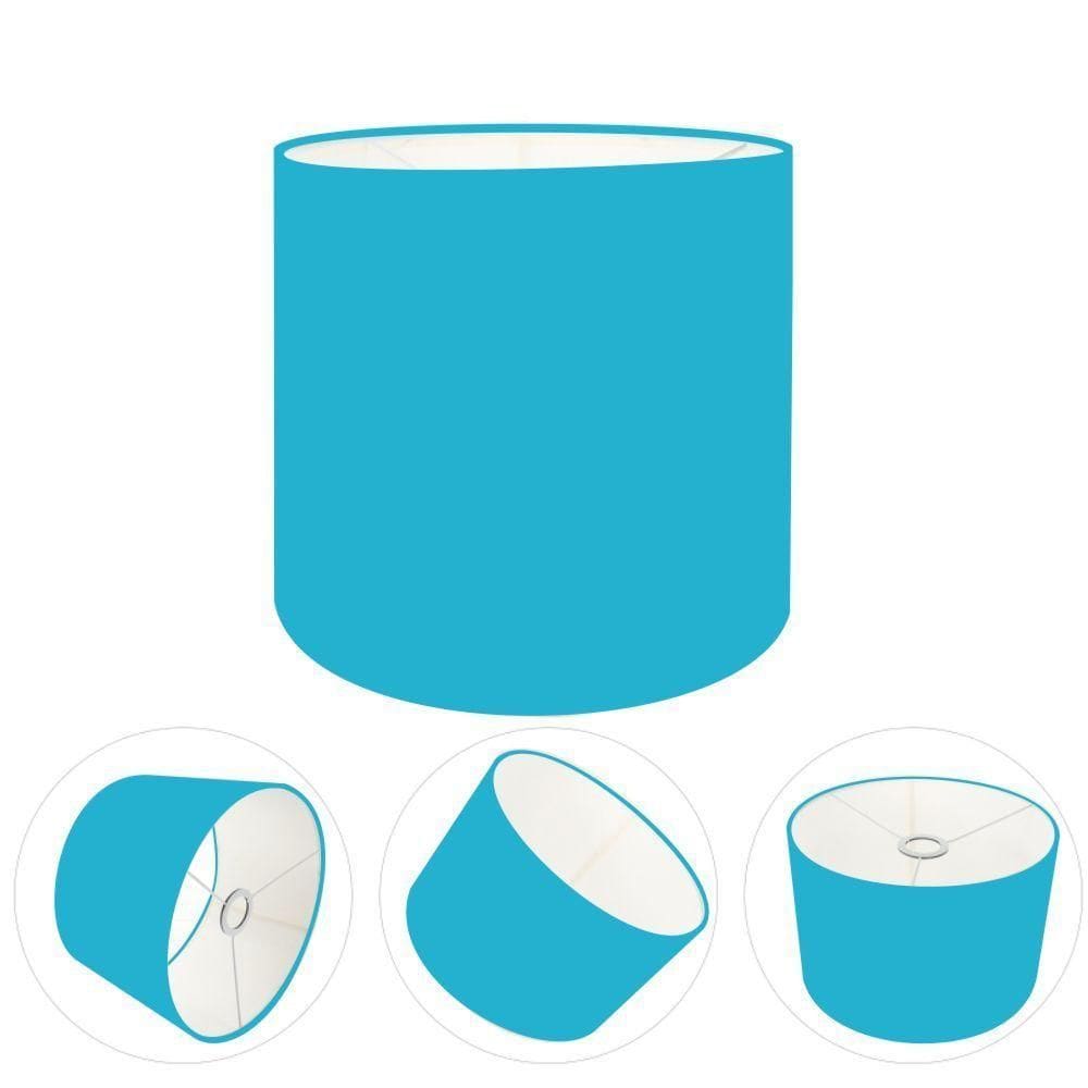 Cúpula Abajur E Luminária Cilíndrica Vivare Cp-7007 ø20x22cm - Bocal Nacional Azul-turquesa