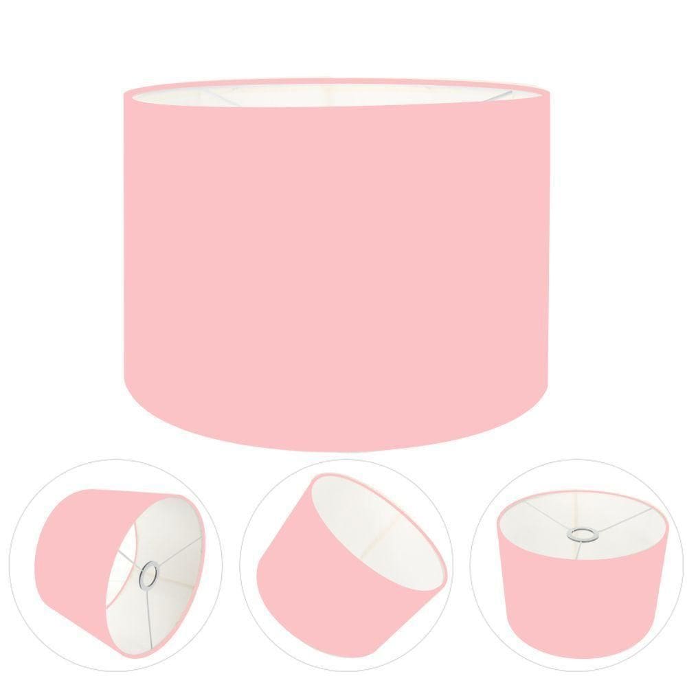 Cúpula Abajur E Luminária Cilíndrica Vivare Cp-7017 ø40x21cm - Bocal Nacional Rosa-tela