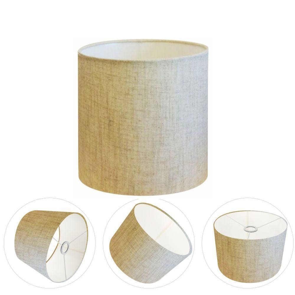 Cúpula Abajur E Luminária Cilíndrica Vivare Cp-7009 ø25x20cm - Bocal Nacional Rustico-bege