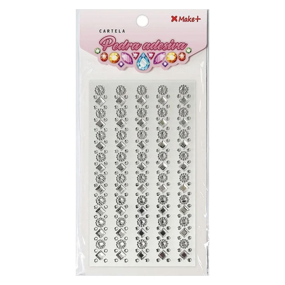 Cartela Pedra Adesiva Girassol Com Pedra Prata 10Mm Make+