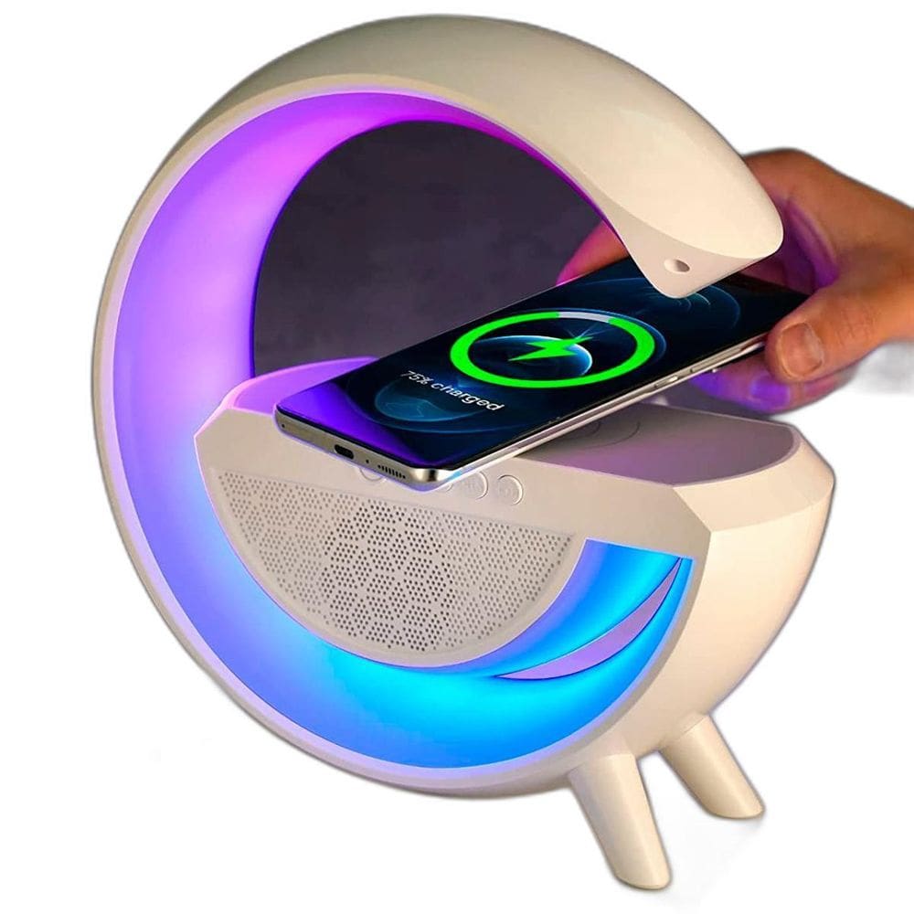Luminária G-Speaker Caixa De Som Rgb Carregador Por Indução
