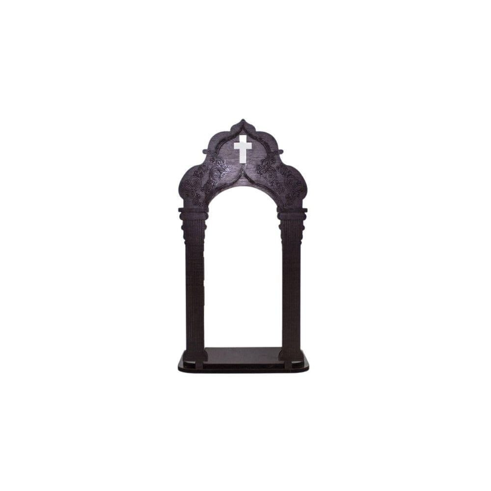 Oratório Capela Com Janela Marrom Mdf 33 Cm