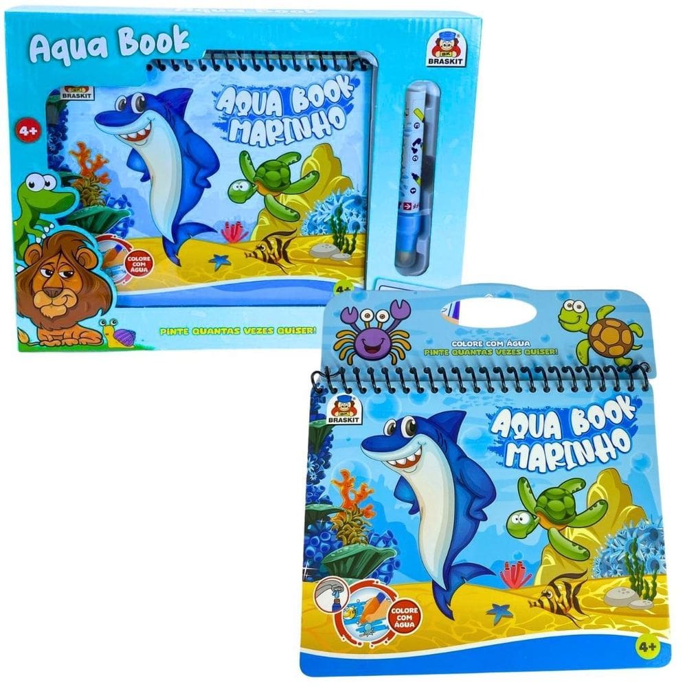 Livro Infantil Pinta Com Água Aqua Book Marinho 7604 Braskit
