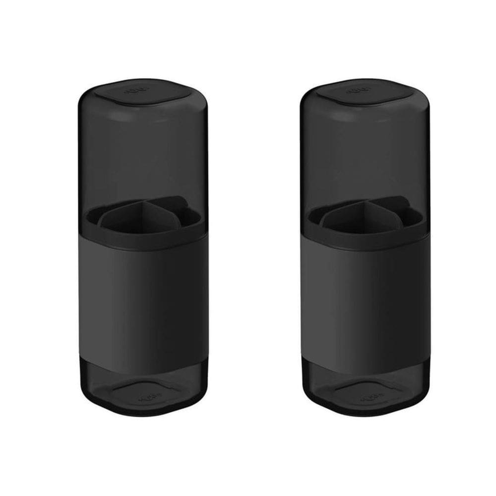 Kit Porta Escovas 2 Peças Dual Ou Banheiro Lavabo - Preto