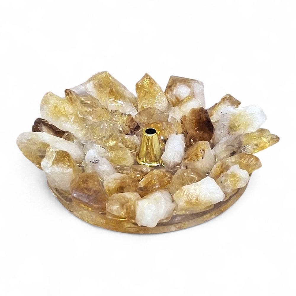 Incensário Pedra de Citrino Natural Prosperidade Delicado