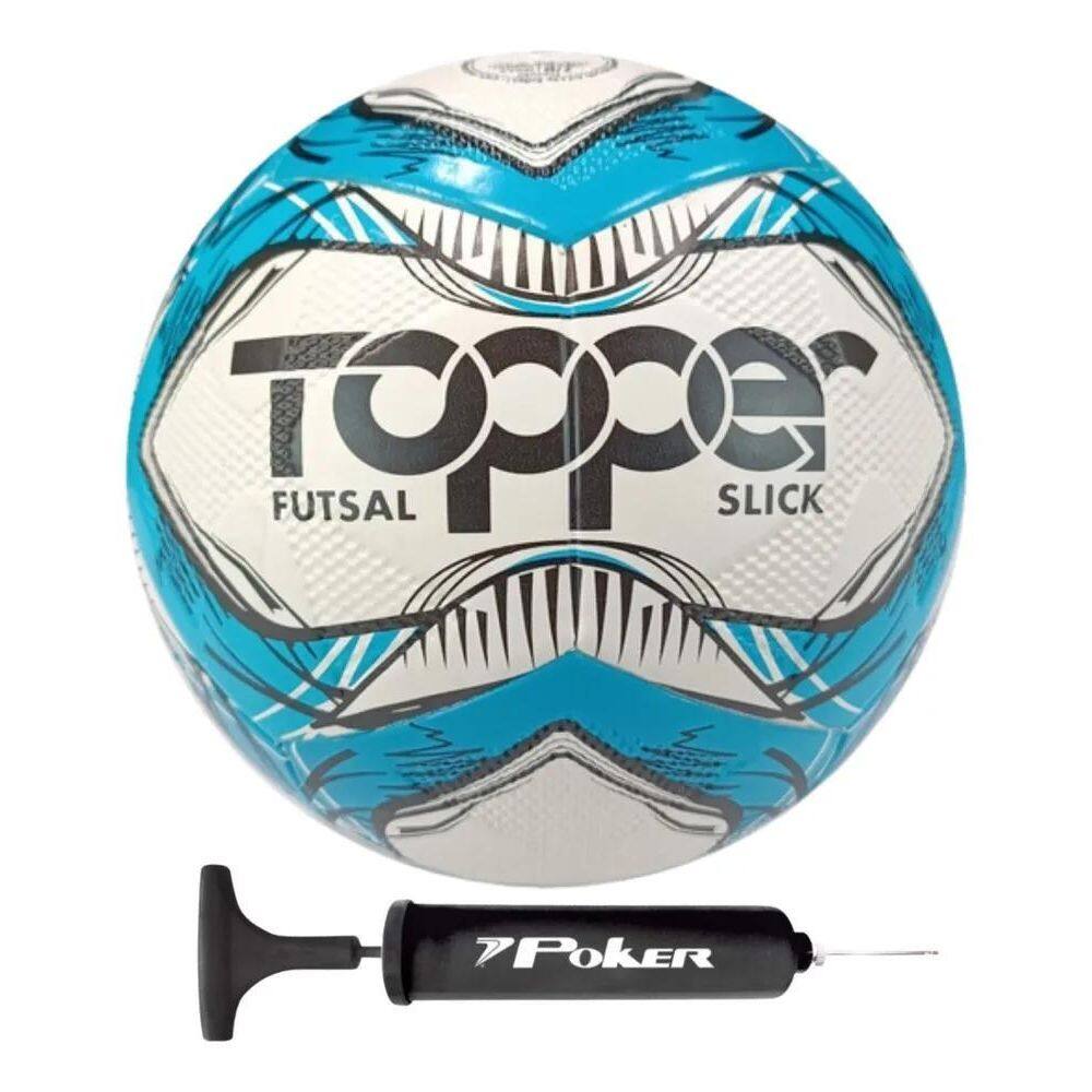 10X Bola Futsal Topper Slick Fusionada Oficial + Bomba De Ar