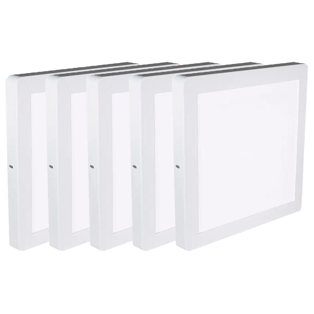 Kit 5 Luminária Plafon Led Quadrado Sobrepor 18W 6500K Noll
