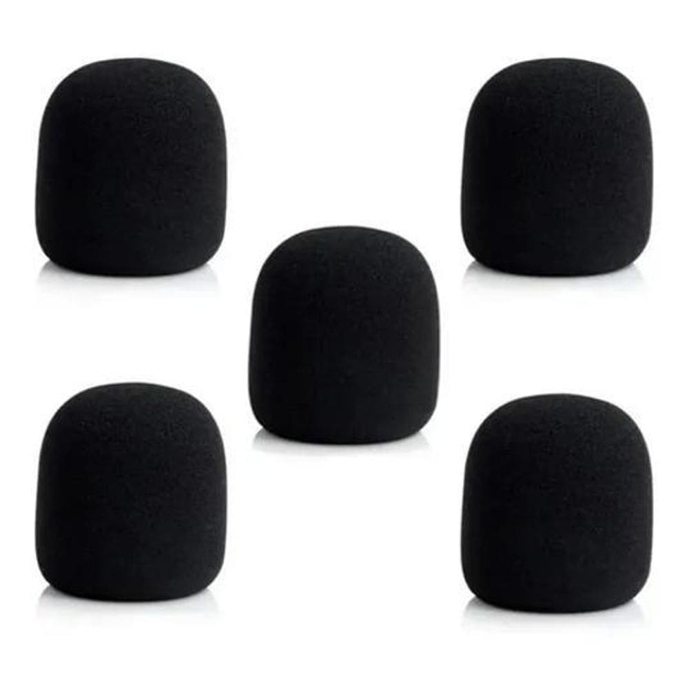 10X Espuma Protetora Para Microfone Preta 5 Unidades