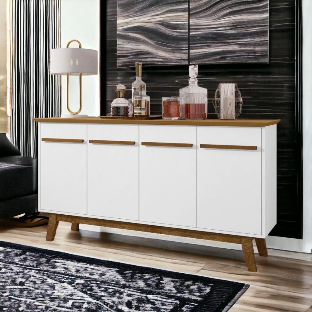 Aparador 04 Portas Opala Cinamomo e Branco Bechara