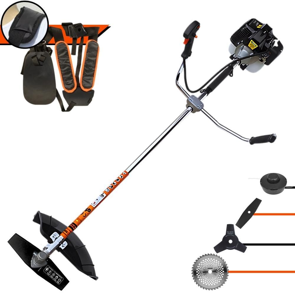Roçadeira Terra GRH520 À Gasolina 52cc 2,5HP 6.500rpm Multifuncional Com Carretel de Nylon + Faca 2 Pontas + Faca 3 Pontas + Faca 40 Dentes de Vídea