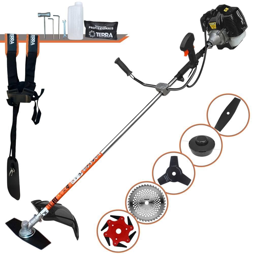 Roçadeira Multifuncional Terra GRH-520 À Gasolina Motor 2 Tempos 52cc 2,5HP 6.500rpm Ideal Para Todos os Tipos de Trabalhos Com 5 Opções de Cortes