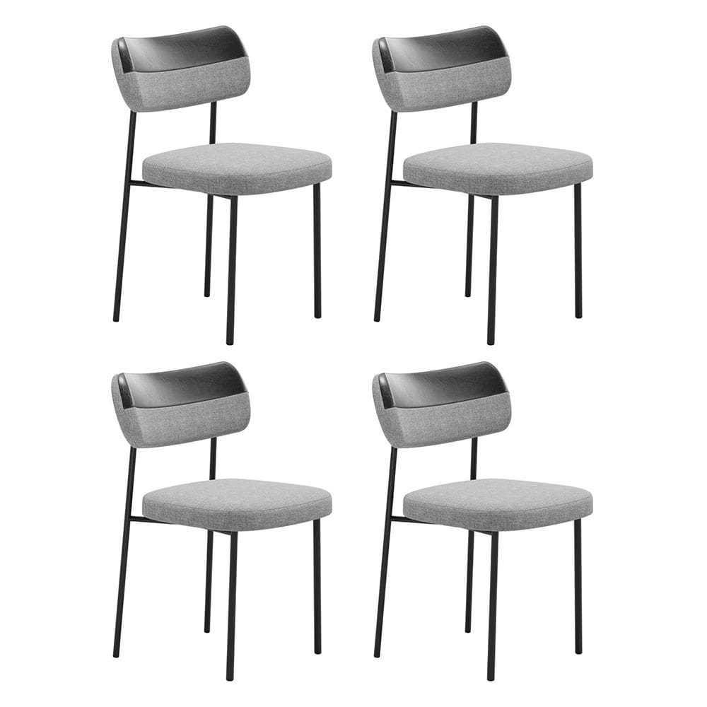 Kit 04 Cadeiras Sala de Jantar Lila com Encosto Couríssimo Preto Linho Cinza - Desk Design