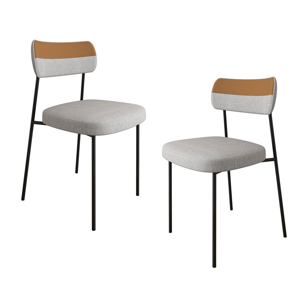 Kit 02 Cadeiras Sala de Jantar Lila Couríssimo Whisky Linho Cinza - Desk Design