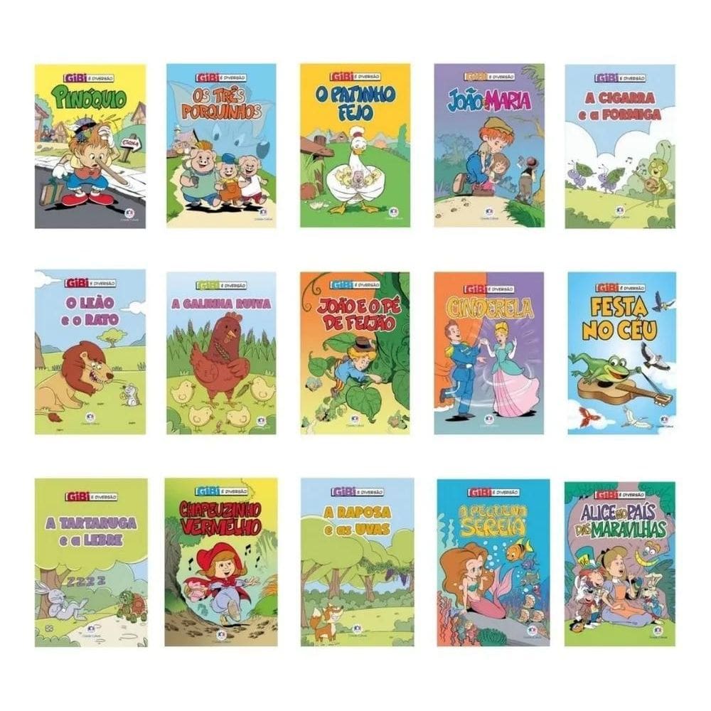 10X Kit Gibi Histórias Clássicas 15 Livros Ciranda Cultural