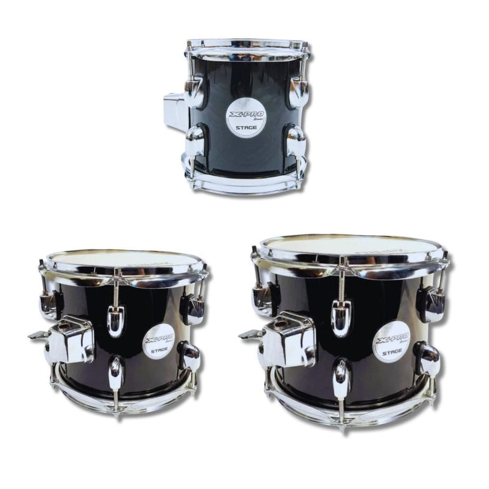 Kit Tom 6 8 10 De Bateria Em Madeira Com Caneca Cromo X-Pro