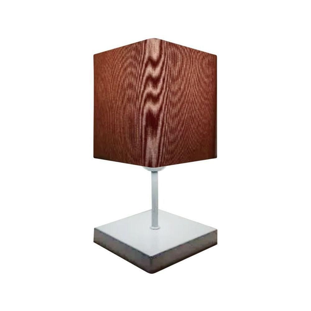 Abajur Luminária Mesa Quarto Sala Moderno Vivare Md-2008br Cúpula Em Tecido - Bivolt Branco-palha 127/220v