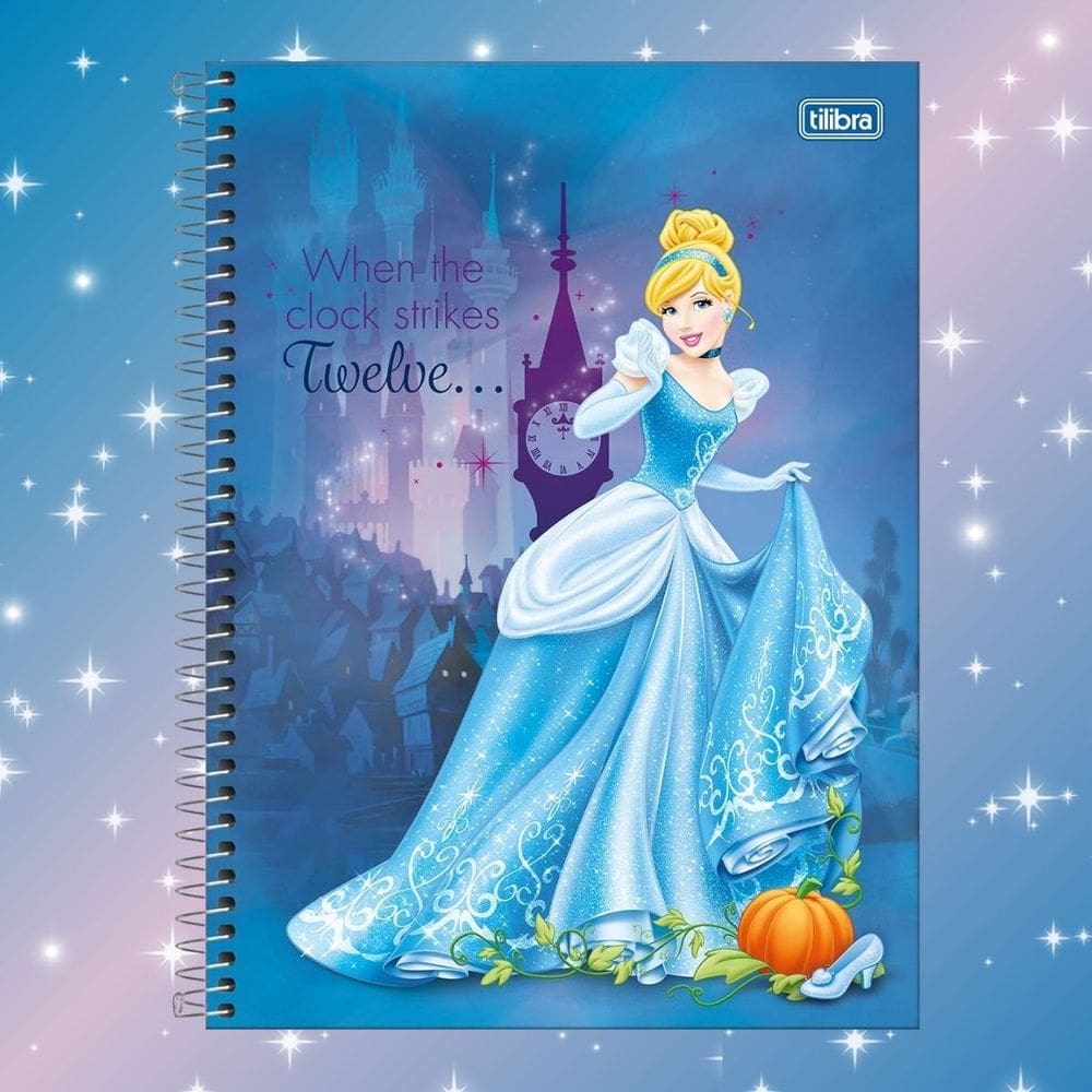 Caderno Espiral Universitário Princesas Disney FIT 1 Matéria 160 Folhas Capa Dura Tilibra | Personagens
