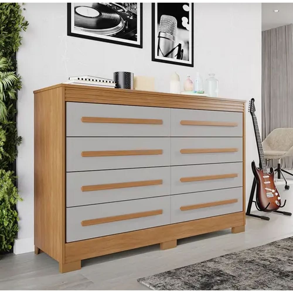 Cômoda Califórnia 8 Gavetas  Cinamomo/Off - Benetil