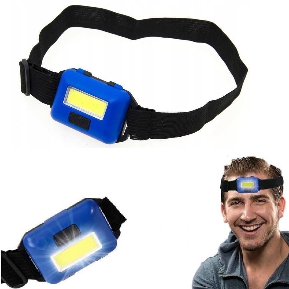 Lanterna Farol Cabeça Multiuso Bike Moto Camping Trilha Pesca Corrida Sinalizador Testa A Pilha Azul