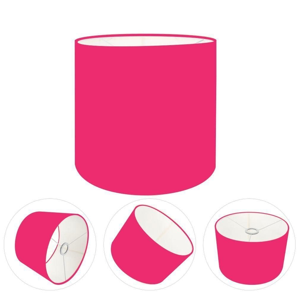 Cúpula Abajur E Luminária Cilíndrica Vivare Cp-7008 ø20x25cm - Bocal Nacional Rosa-pink