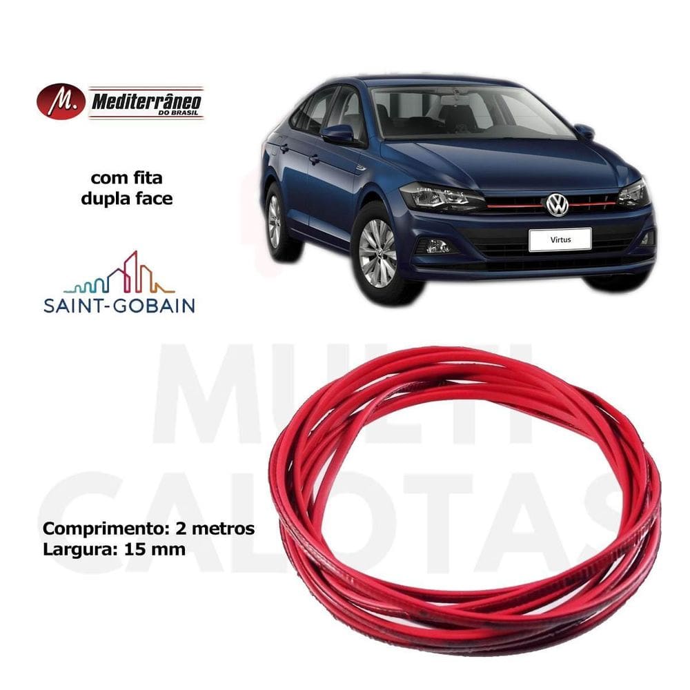 Friso Lateral Vermelho Universal Flexivel 15Mm Com 2 Metros