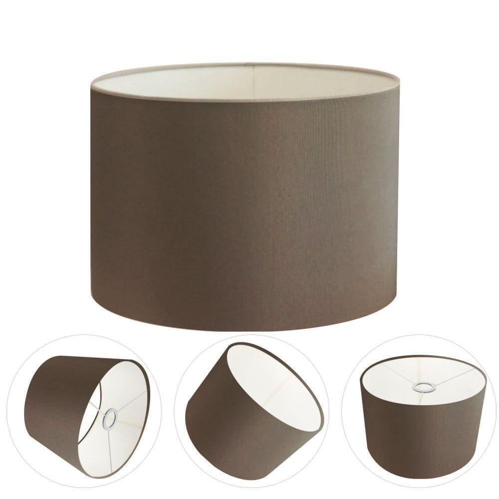 Cúpula Abajur E Luminária Cilíndrica Vivare Cp-7018 ø40x25cm - Bocal Nacional Cáqui