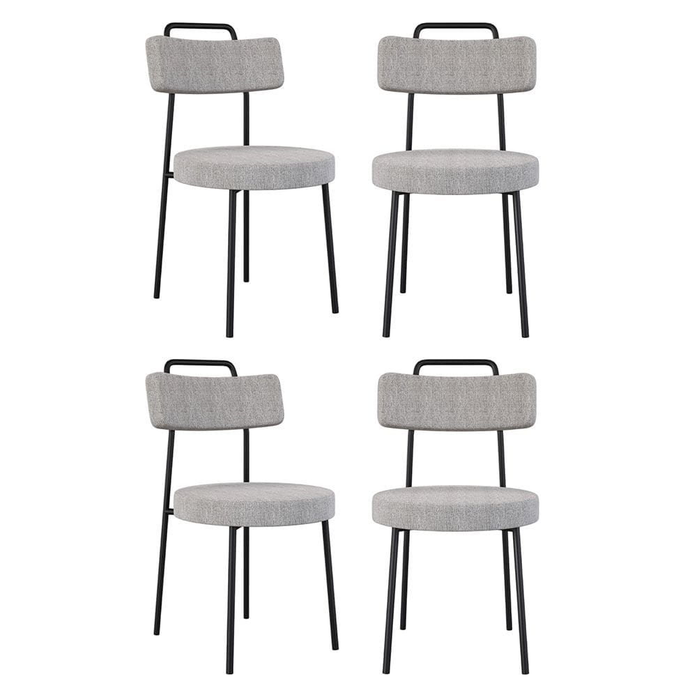 Kit 04 Cadeiras Sala de Jantar Kobe Estofada com Encosto Linho Cinza - Desk Design