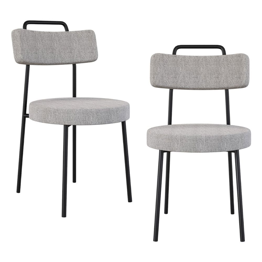 Kit 02 Cadeiras Sala de Jantar Kobe Estofada com Encosto Linho Cinza - Desk Design