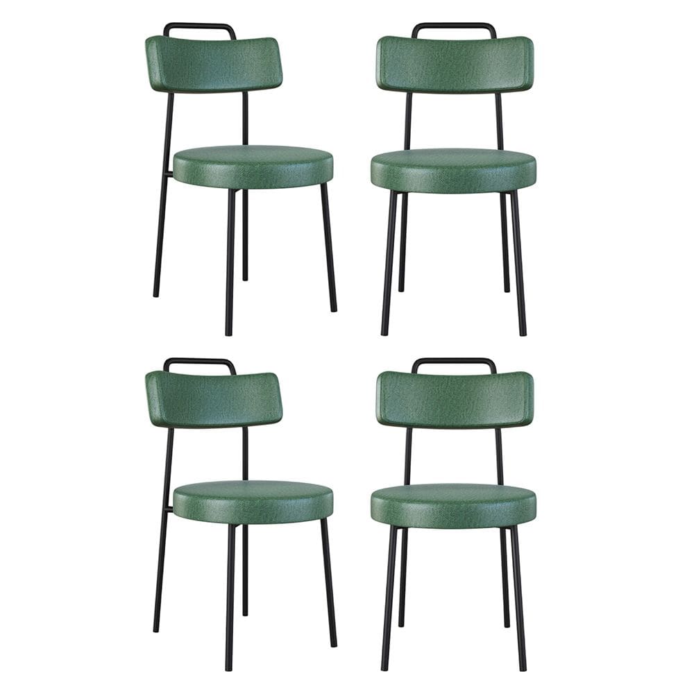 Kit 04 Cadeiras Sala de Jantar Kobe Estofada com Encosto Couríssimo Verde - Desk Design