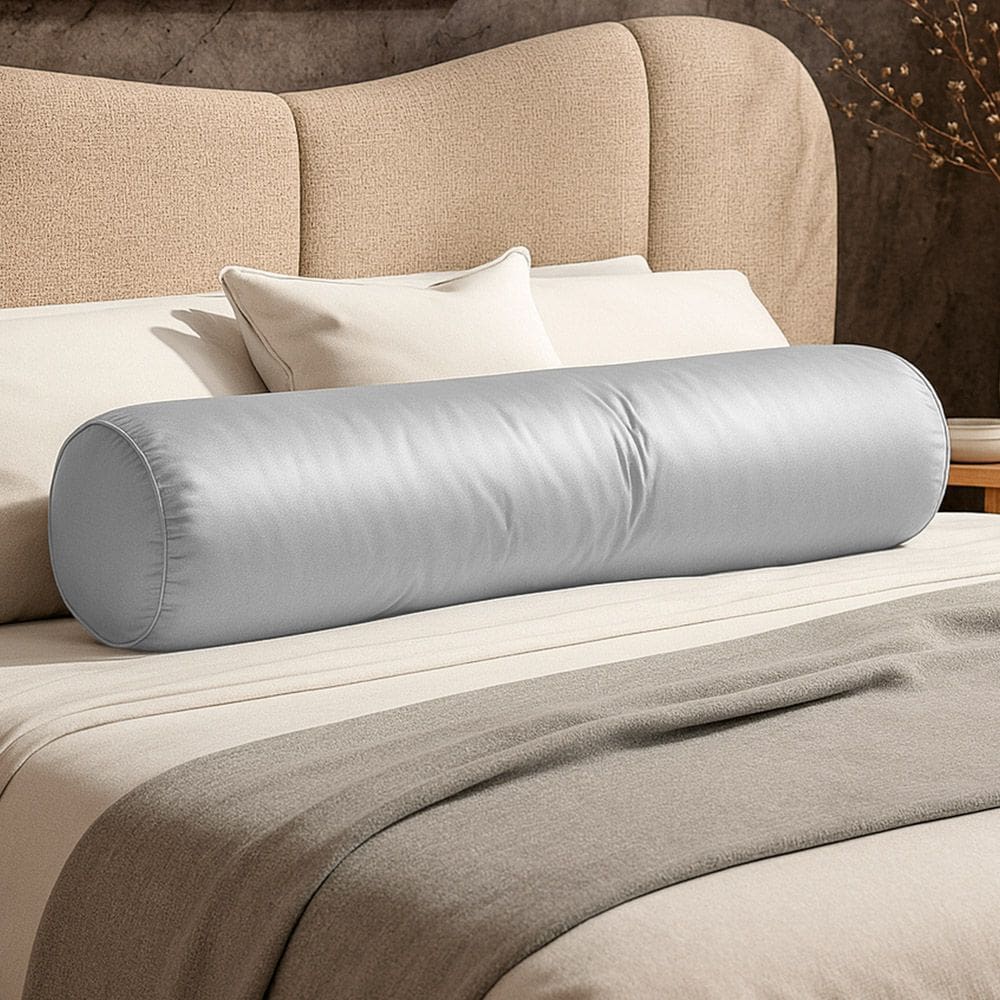 Almofada Travesseiro Bastão Tubo Rolo Dot 140cm Macia Veludo Cinza Claro - Desk Design