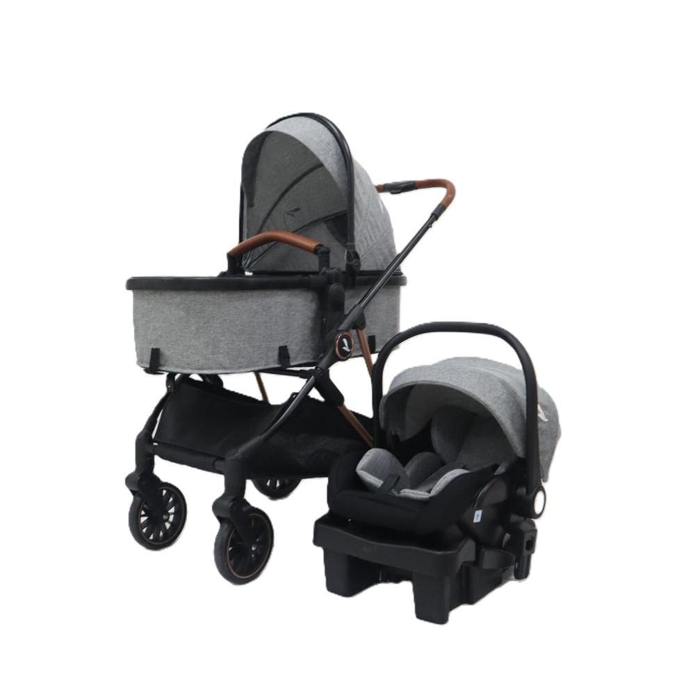 Carrinho Premium Baby + Bebê Conforto Florence Black/Cinza