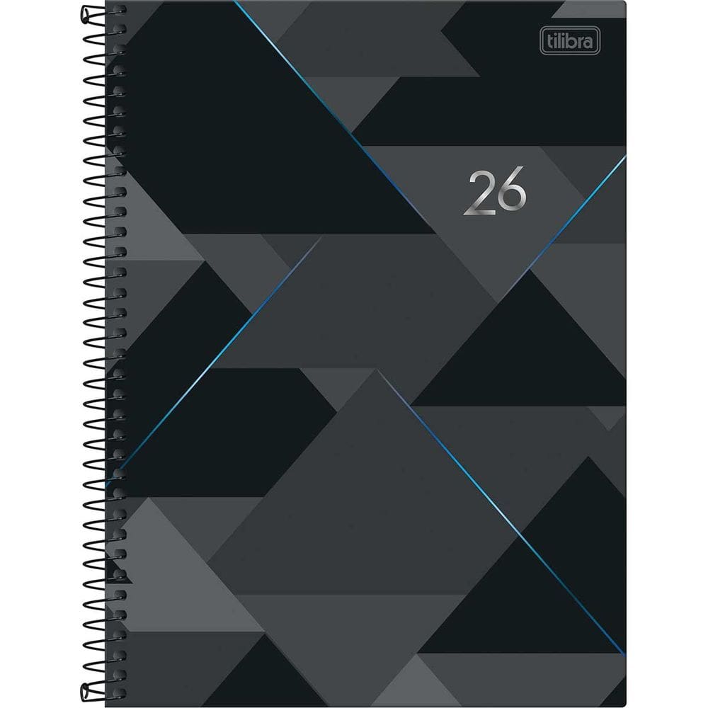 Tilibra - Agenda Executiva Espiral Diária 20 x 27,5 cm Spot 2026 - Preta e Azul - TILIBRA