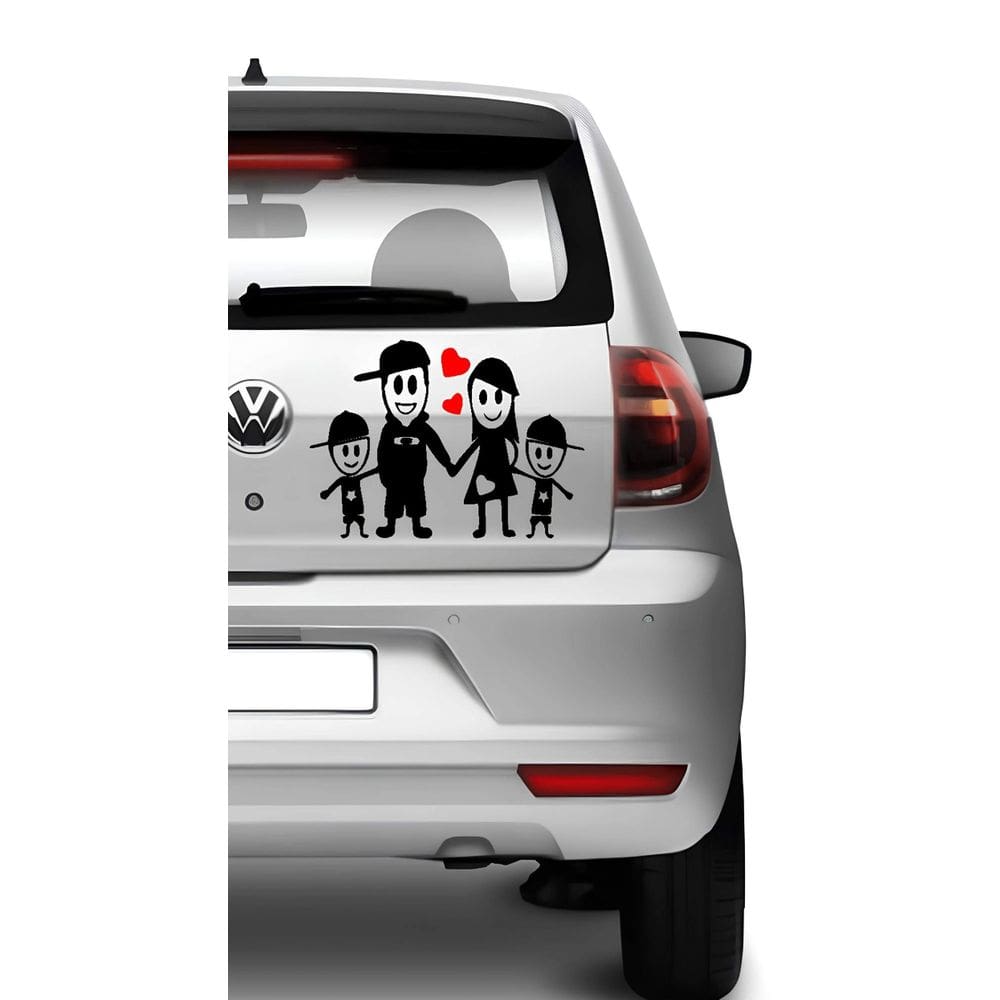 Adesivo Para Carro Familia Feliz - Casal + 02 Filhos