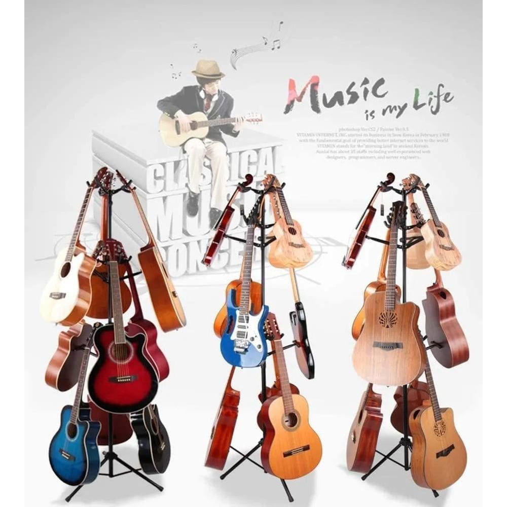 Estante Suporte P/9 Violão/Guitarra Preto