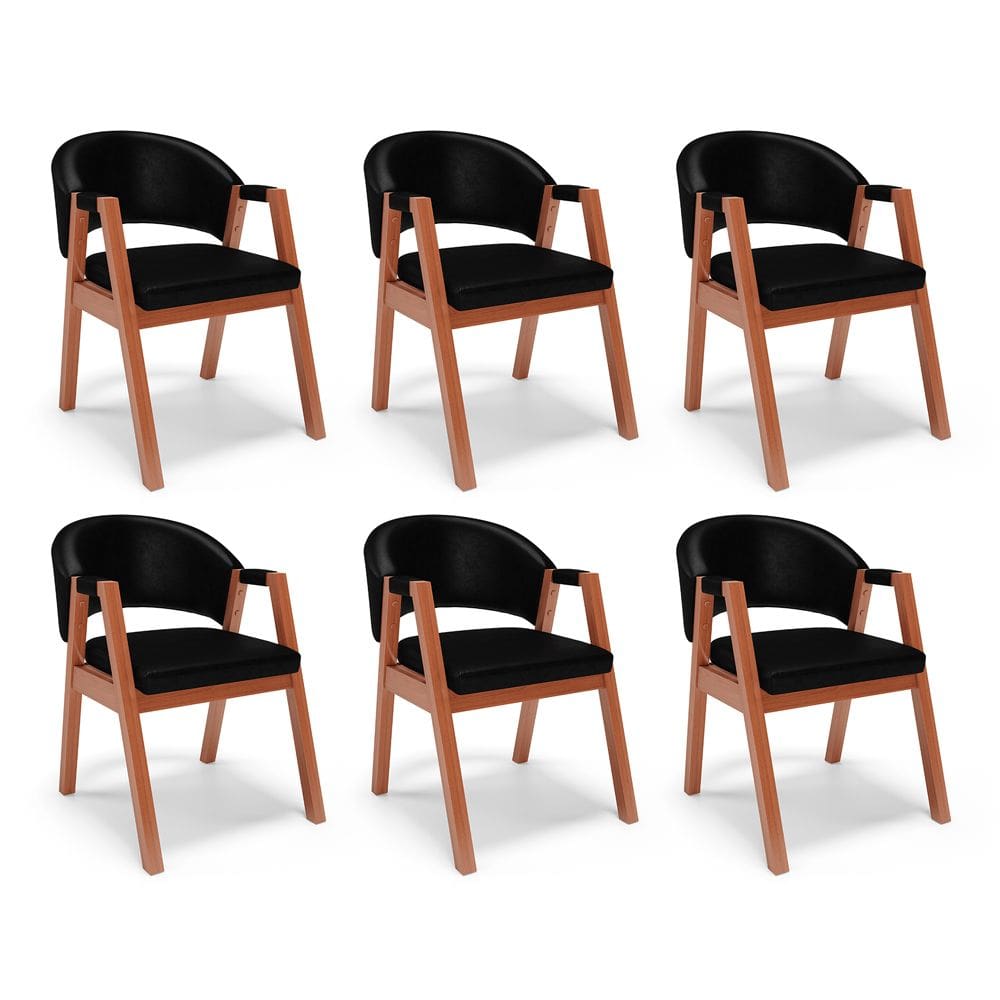 Kit 06 Cadeiras de Jantar e Living Anisha Estofada Couríssimo Preto - Desk Design