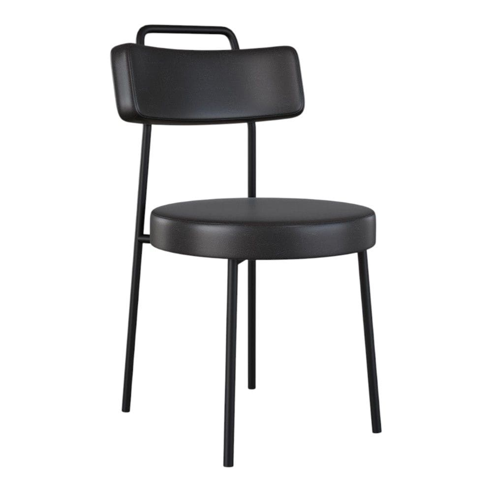 Cadeira Sala de Jantar Kobe Estofada com Encosto Couríssimo Preto - Desk Design