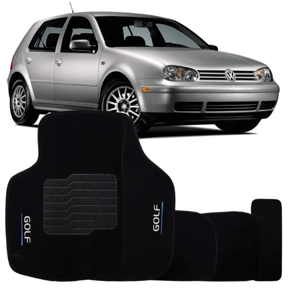 Jogo de Tapete Automotivo Carpete Volkswagen Vw Golf 1999 à 2001 Soft Logo Bordado 5 Peças