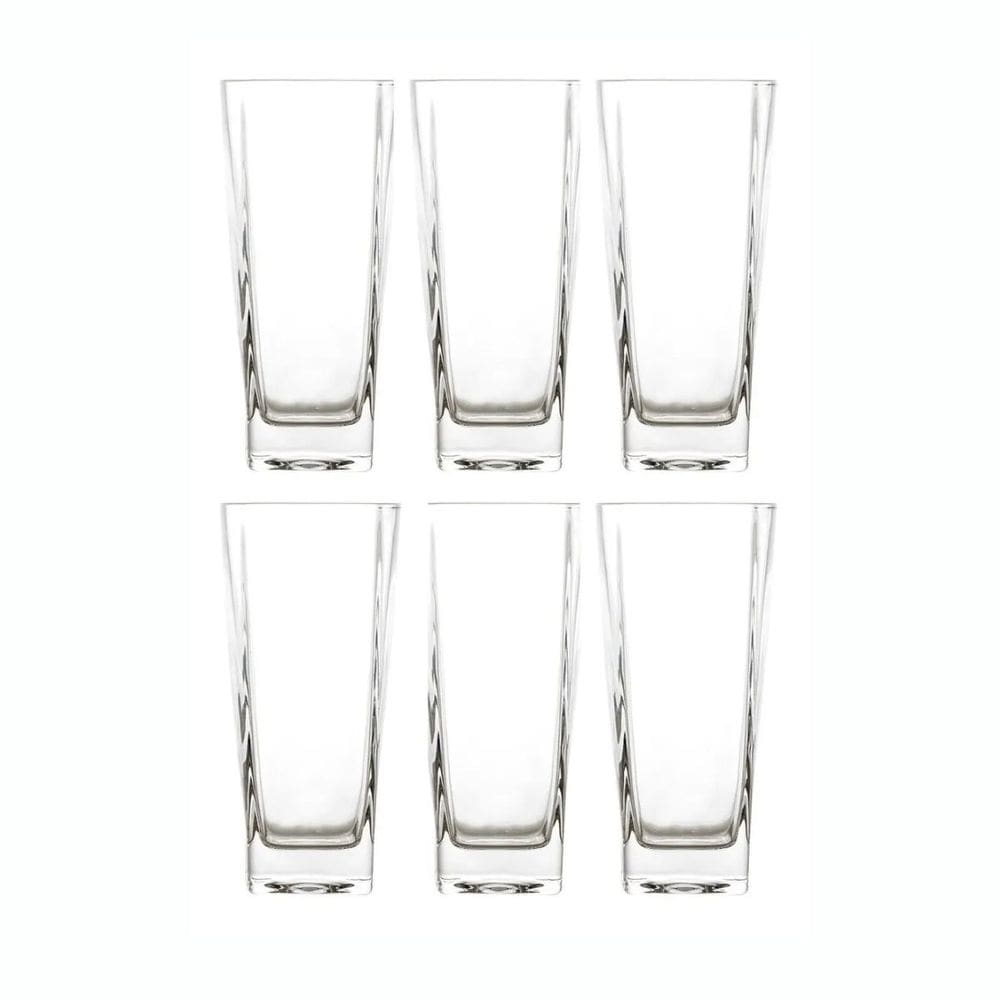 Jogo De 6 Copos Altos De Vidro 315ml Quadrado Dolce Home