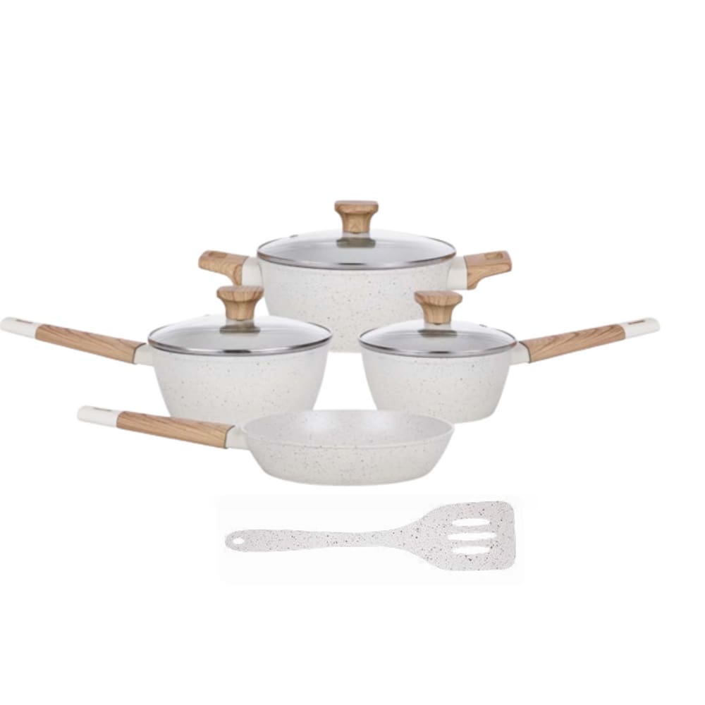 Jogo De Panelas 5 Pçs Indução Rev Cerâmico Mármol Mimo Style