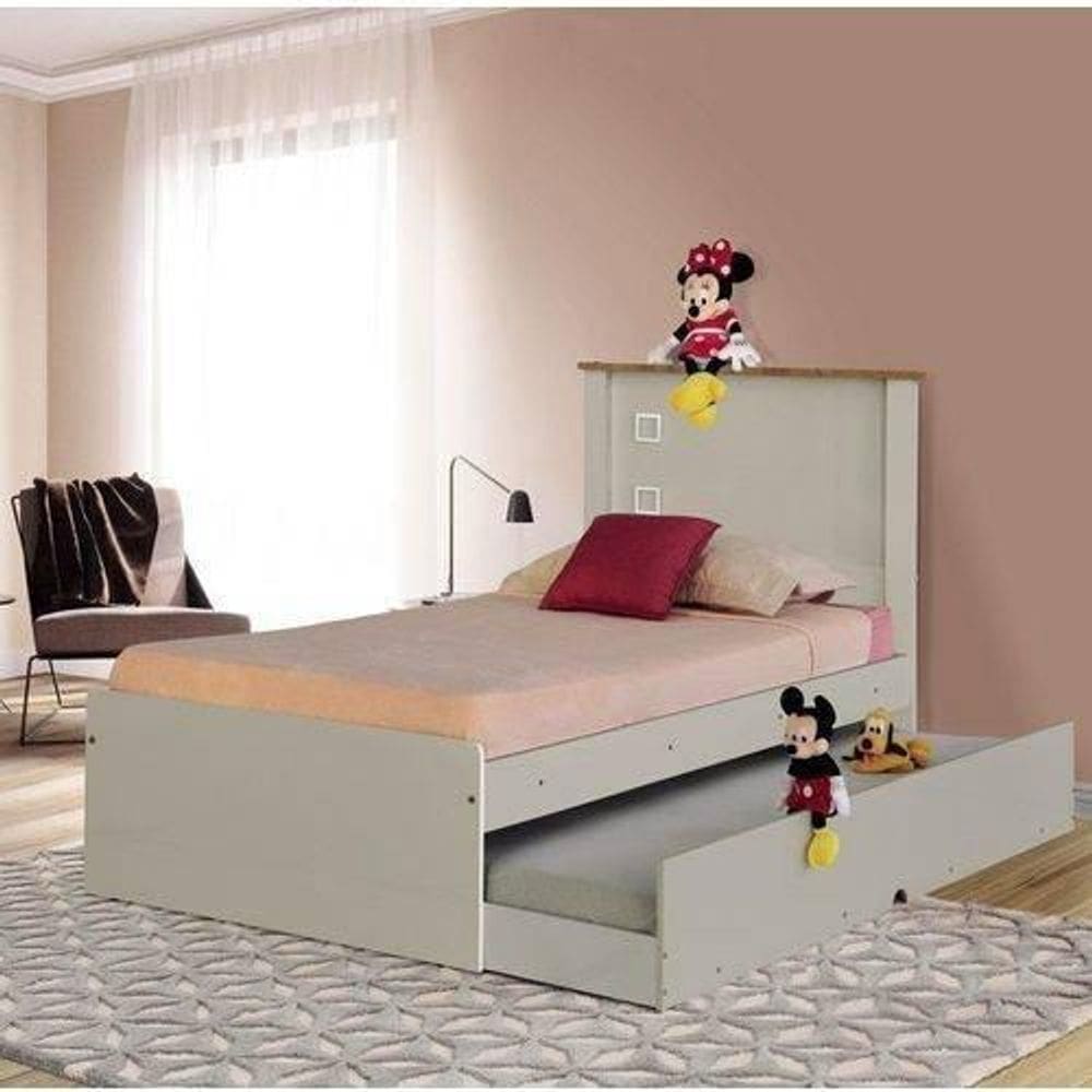 Cama Bibox Solt. Barcelona Off White e Nature c/ Auxiliar Tebarrot