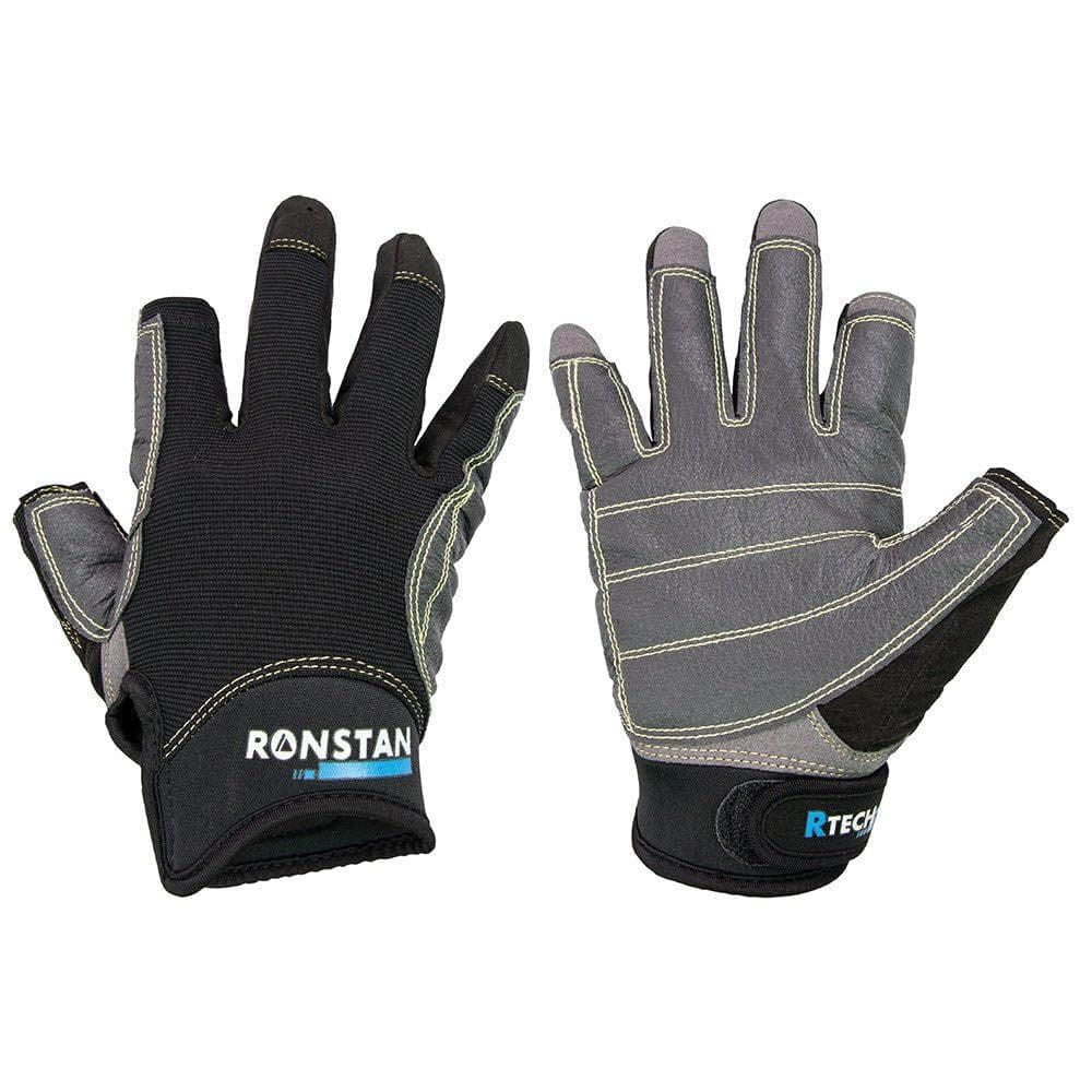 Luvas Ronstan Sticky Race de 3 dedos pretas tamanho M
