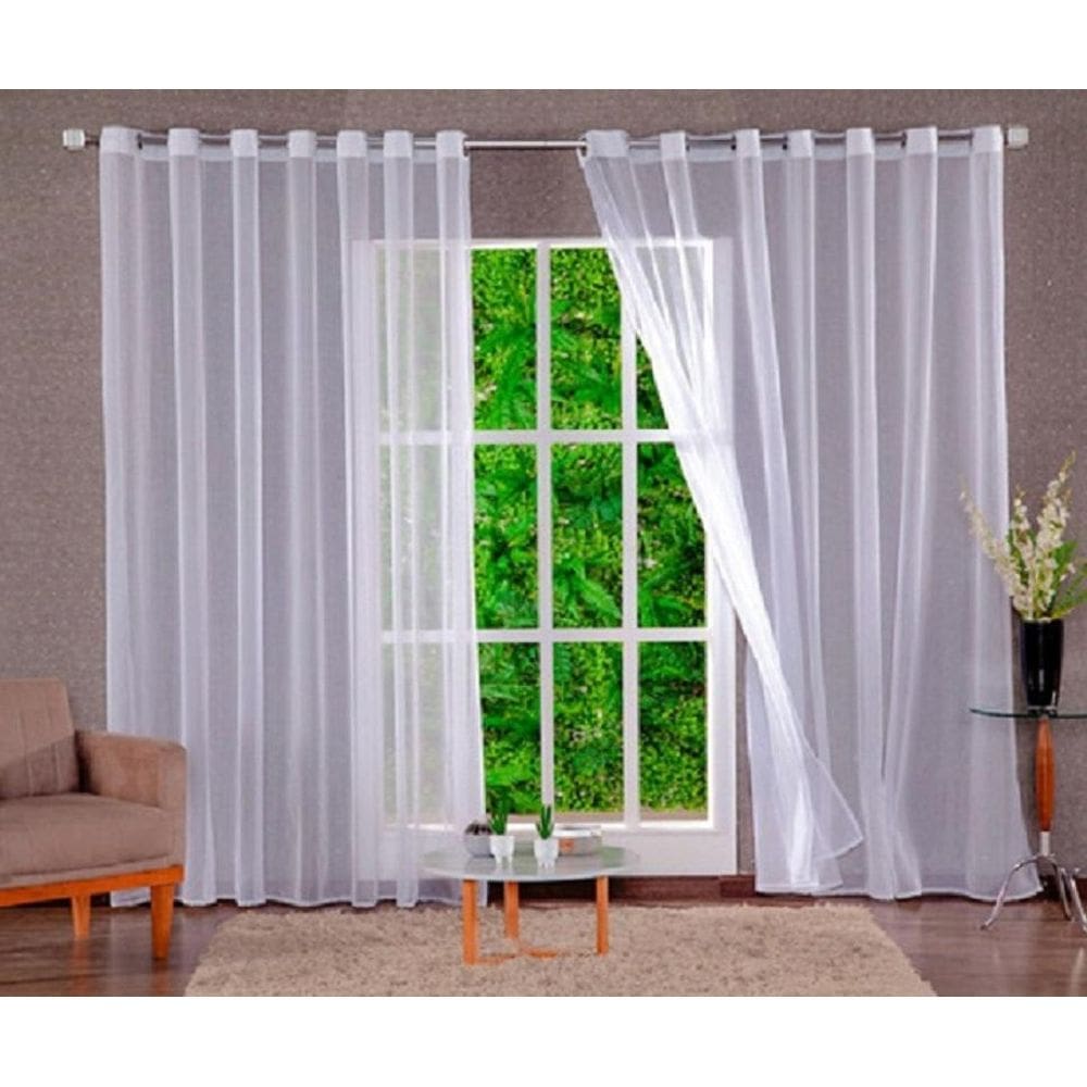 Cortina Voil Sem Forro Transparente 4,00X2,50 Sala E Quarto