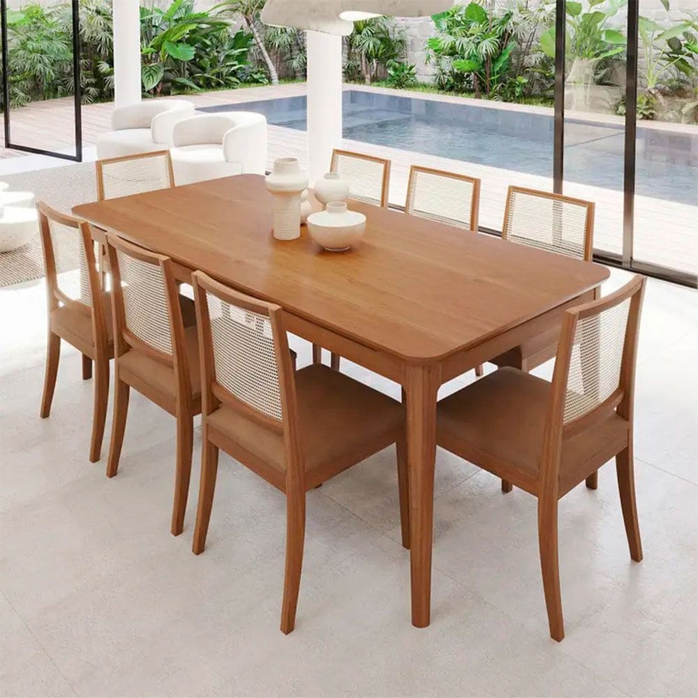 Conjunto de Mesa 8 Cadeiras Tampo MDF com Assento Estofado Baoba Cimol