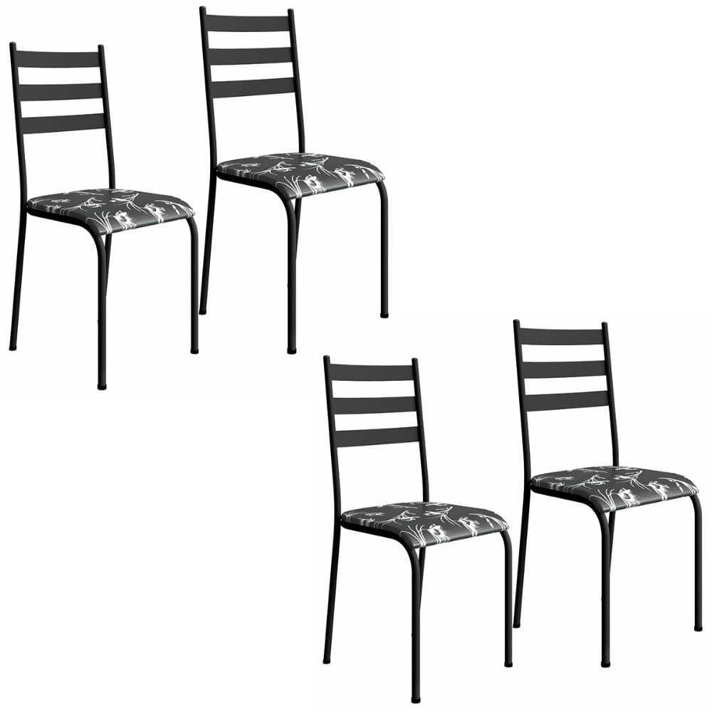 Kit 4 Cadeiras 541 Sala Jantar Cozinha Pés Aço Tubular