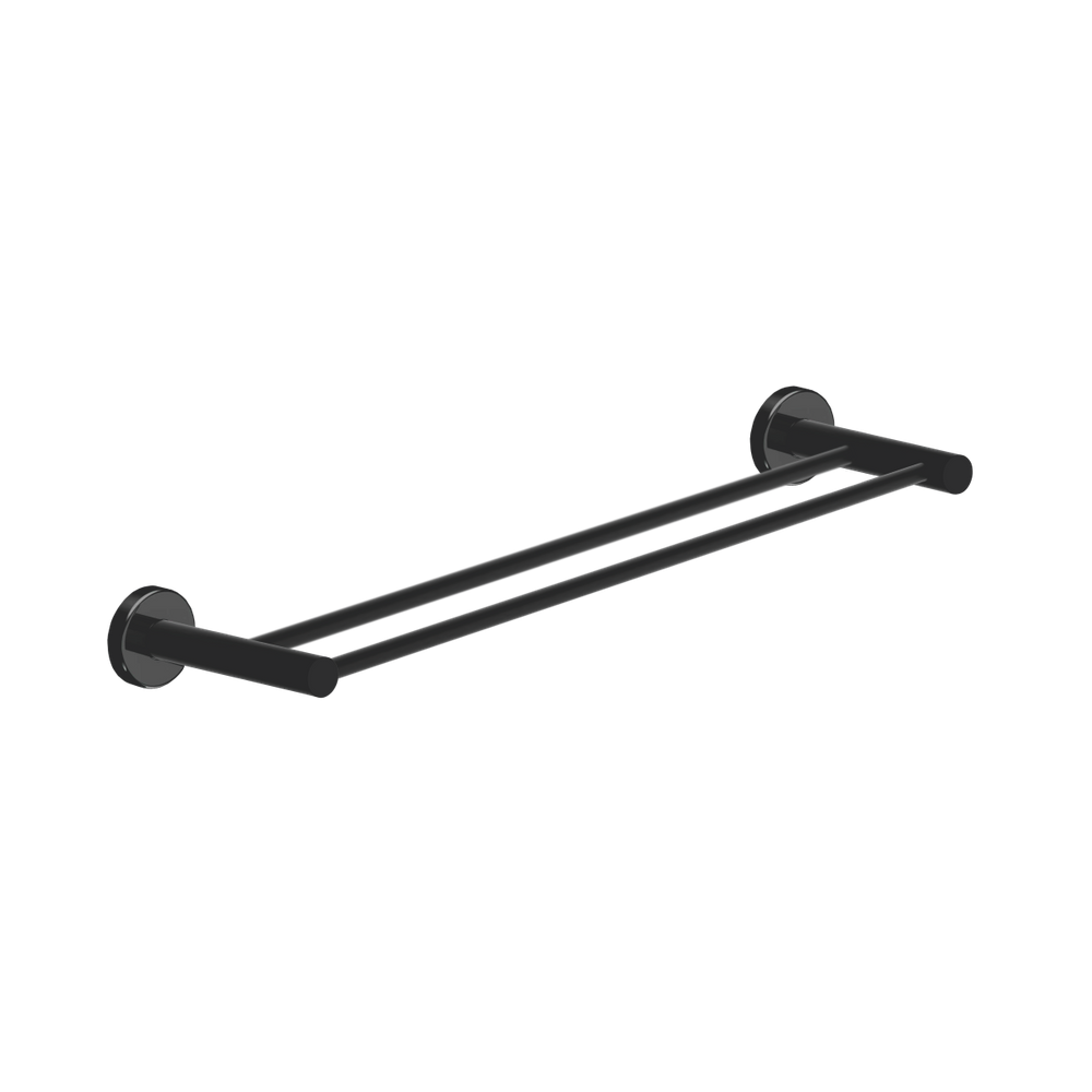 Toalheiro Duplo Para Banheiro Preto Atenas Grego Metal 45cm